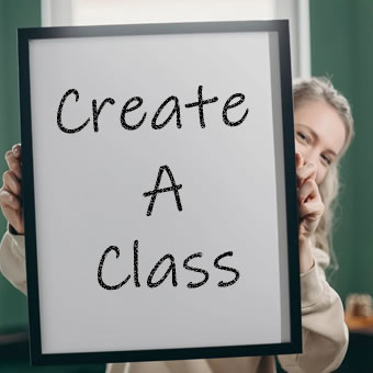 girl holding sign that says create a class